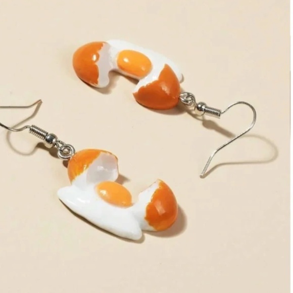 ❤️ FREE Eggs Breakfast Vaca Chic Drop Hipster Hippie Artsy Deco Pop Hip Earrings - Picture 2 of 5
